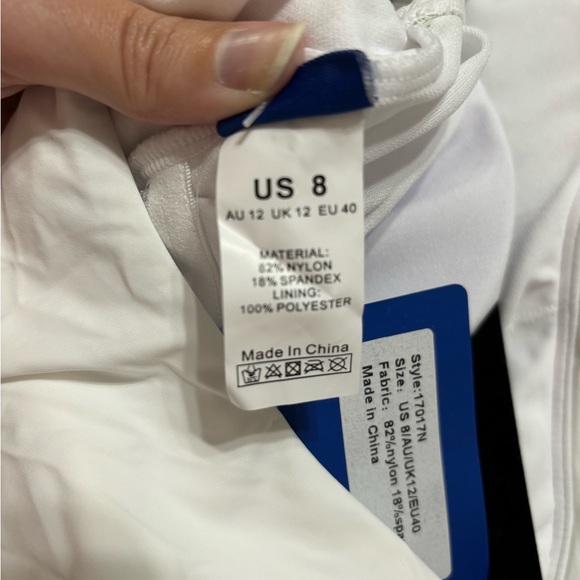 One shoulder white ruffle one piece swimsuit, size 8 - Picture 5 of 5